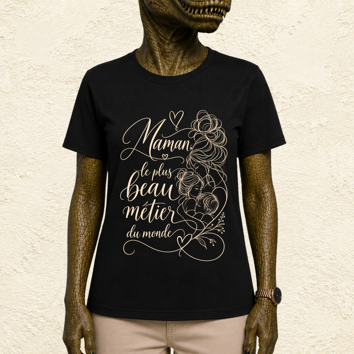 T-shirt Femme illustré « Maman, le plus beau métier du monde »