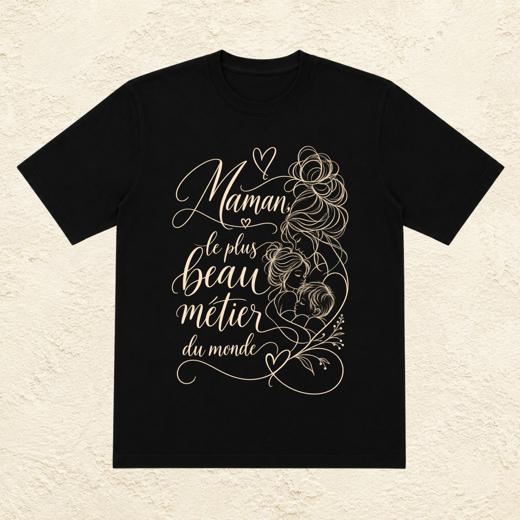 T-shirt Femme illustré « Maman, le plus beau métier du monde »