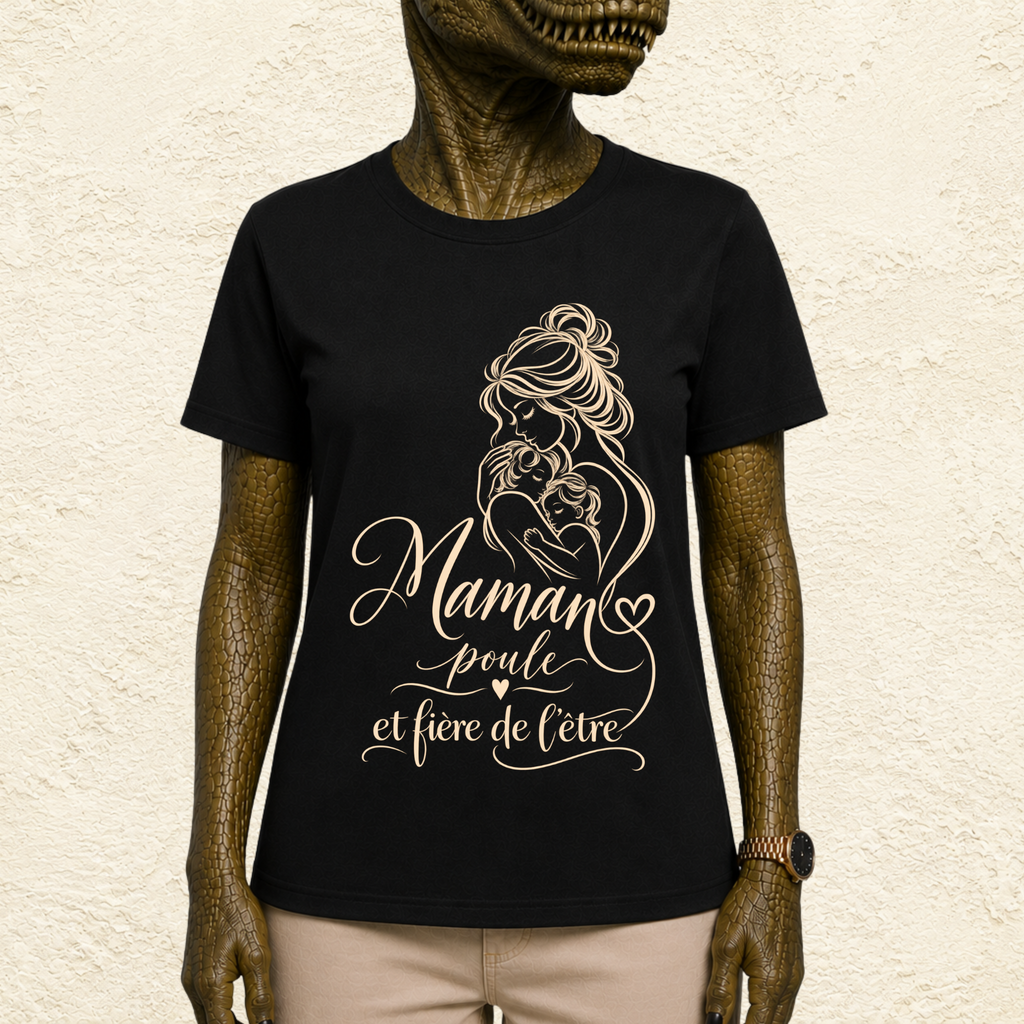 T-shirt Femme illustré « Maman poule et fière de l'être »
