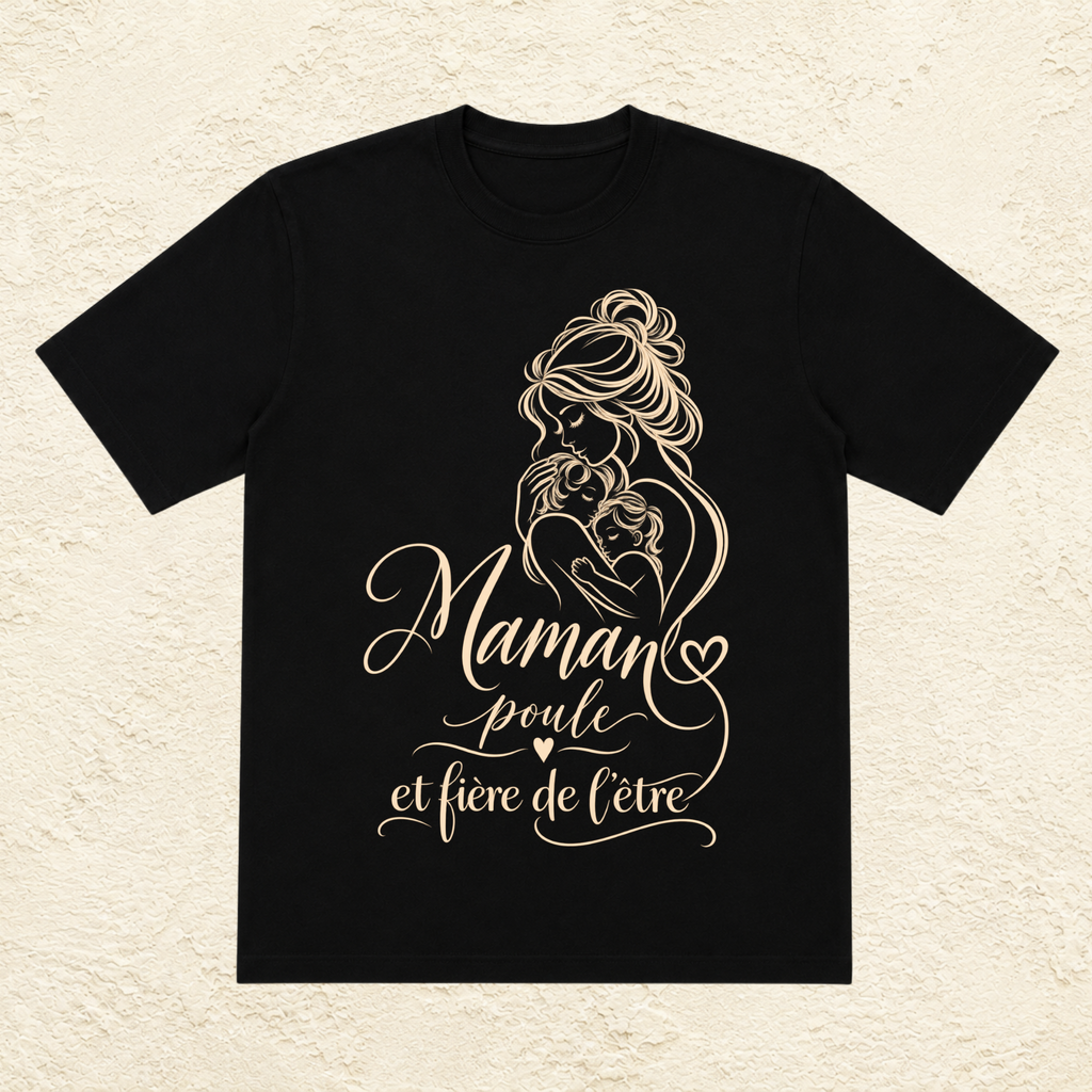 T-shirt Femme illustré « Maman poule et fière de l'être »