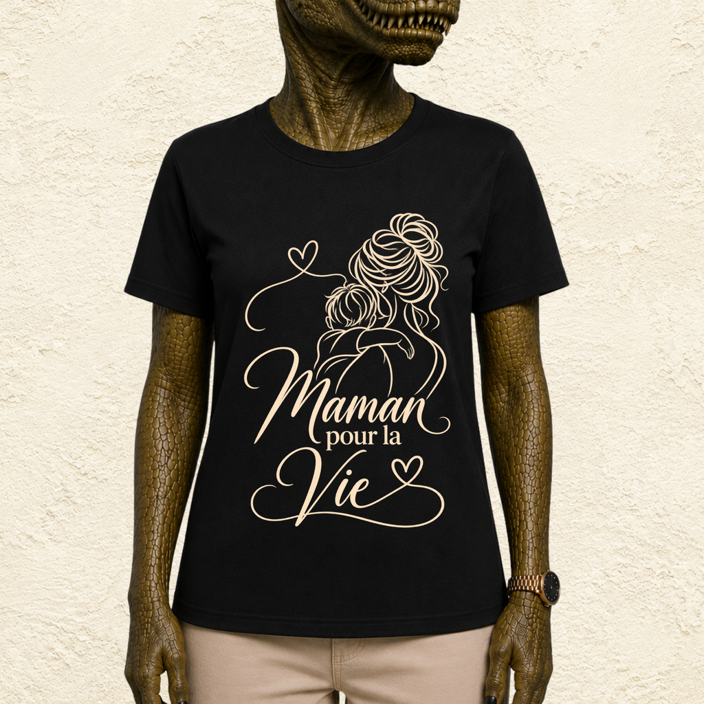 T-shirt Femme illustré « Maman pour la vie »