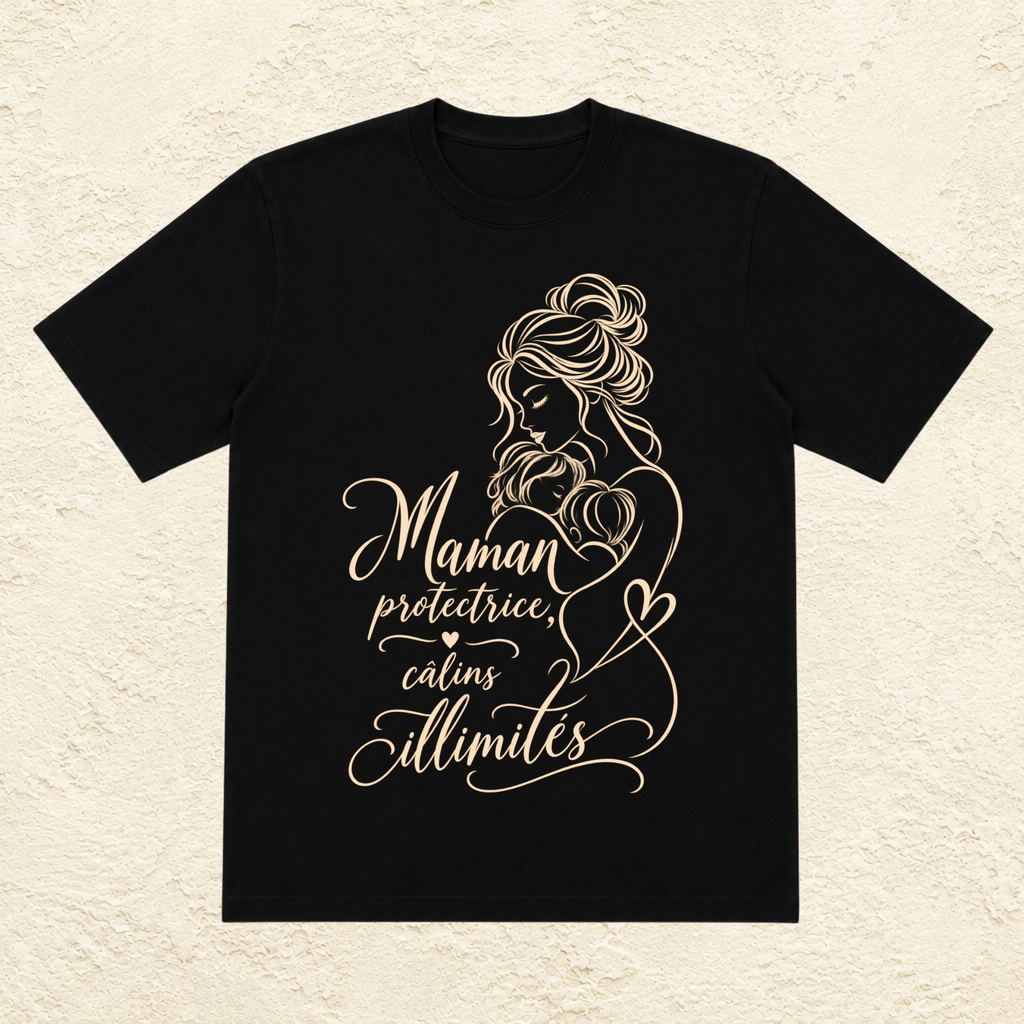 T-shirt Femme illustré « Maman protectrice câlins illimités »