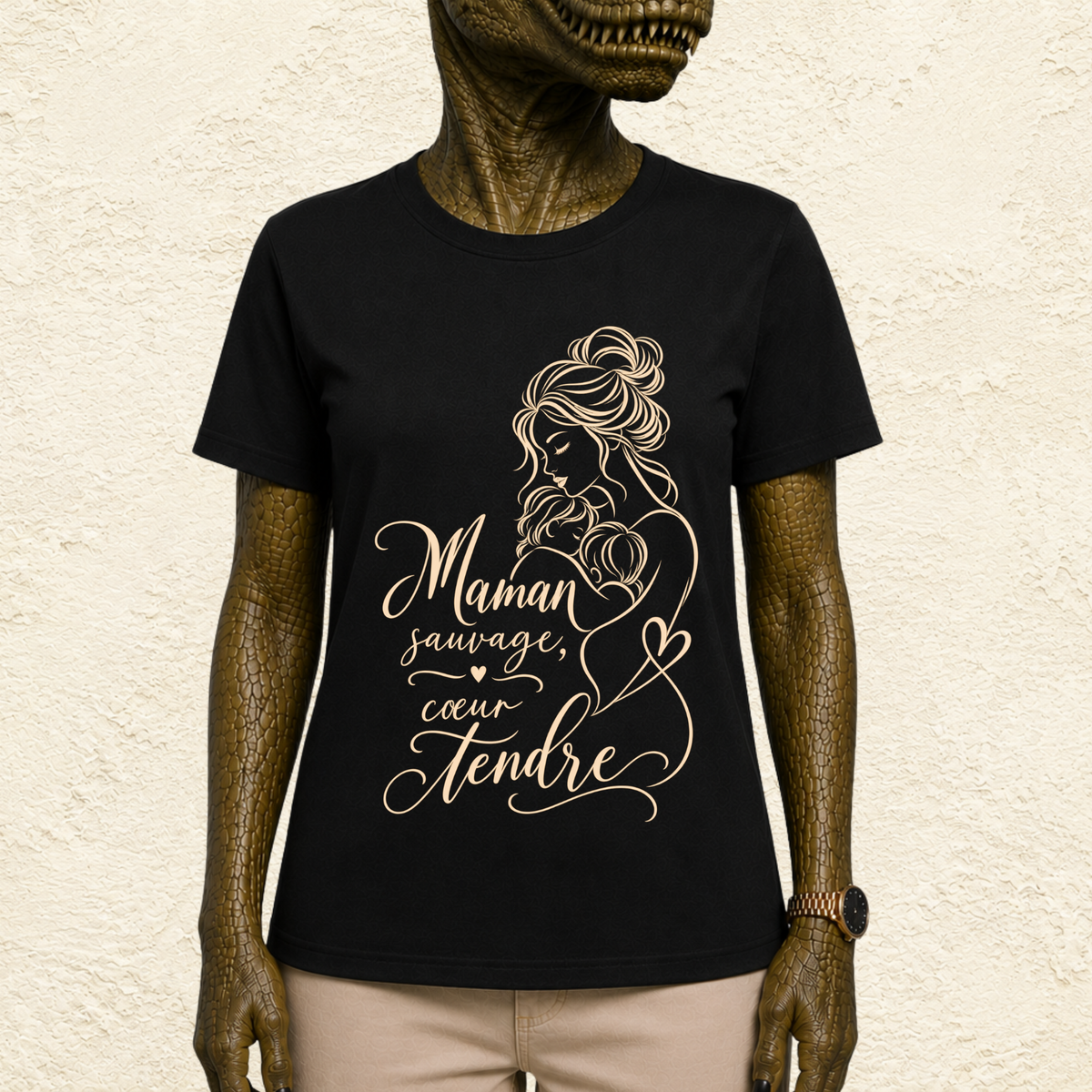 T-shirt Femme illustré « Maman sauvage coeur tendre »