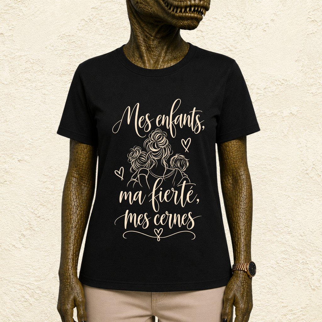 T-shirt Femme illustré « Mes enfants, ma fierté, mes cernes »