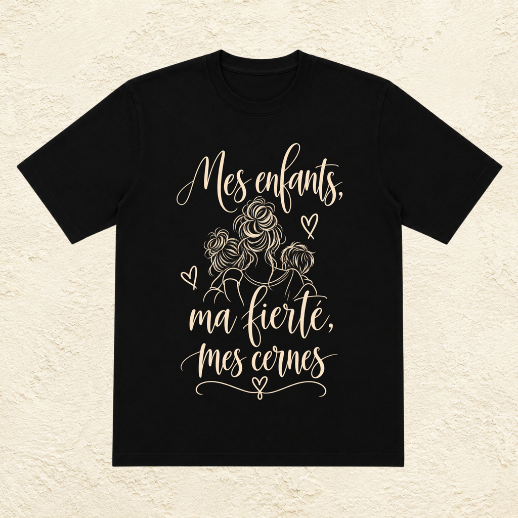 T-shirt Femme illustré « Mes enfants, ma fierté, mes cernes »