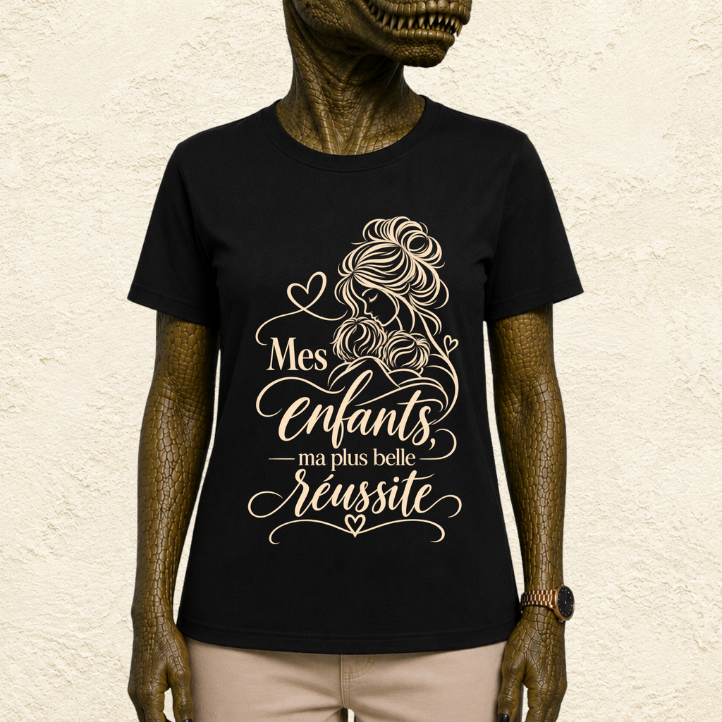 T-shirt Femme illustré « Mes enfants, ma plus belle réussite »