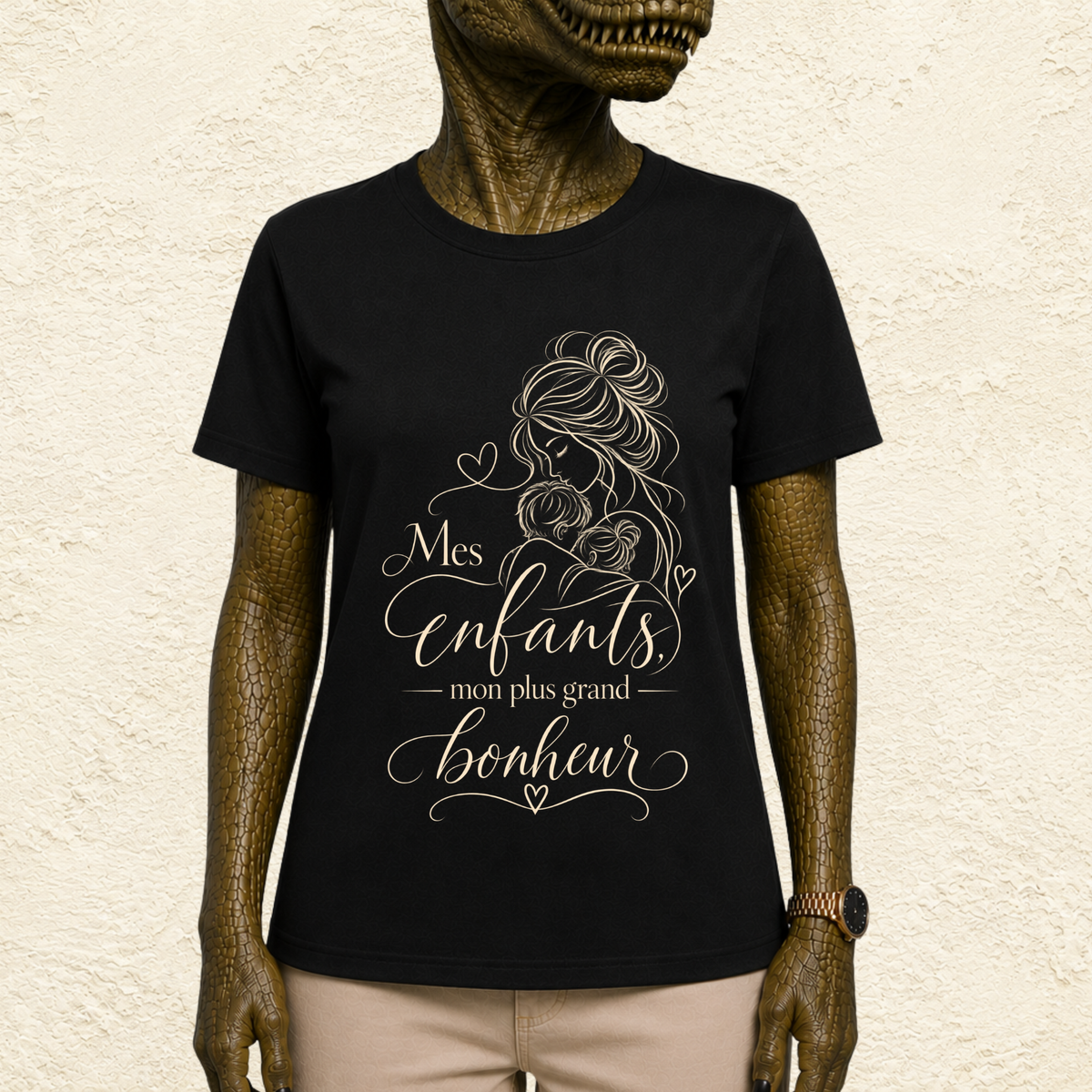 T-shirt Femme illustré « Mes enfants, mon plus grand bonheur »