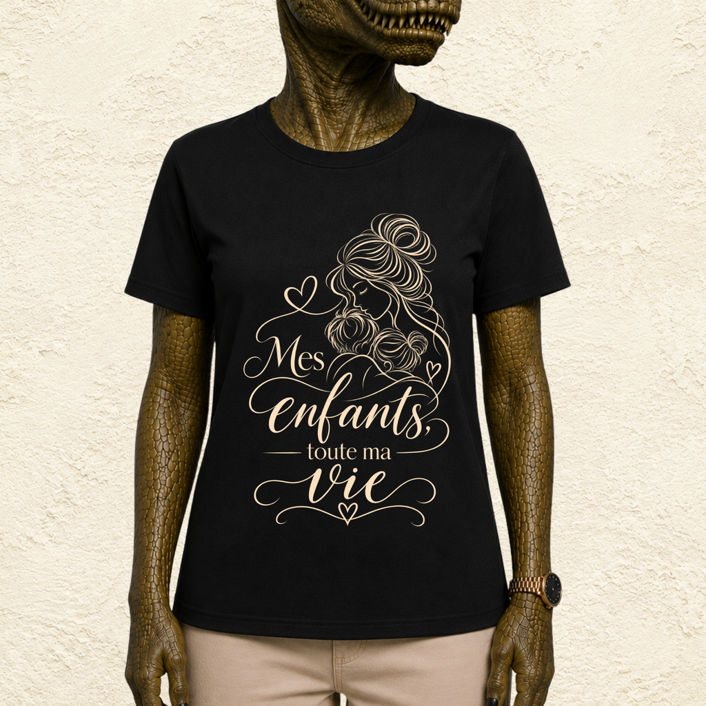 T-shirt Femme illustré « Mes enfants toute ma vie »