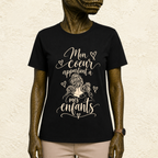 T-shirt Femme illustré « Mon coeur appartient à mes enfants »