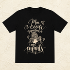 T-shirt Femme illustré « Mon coeur appartient à mes enfants »