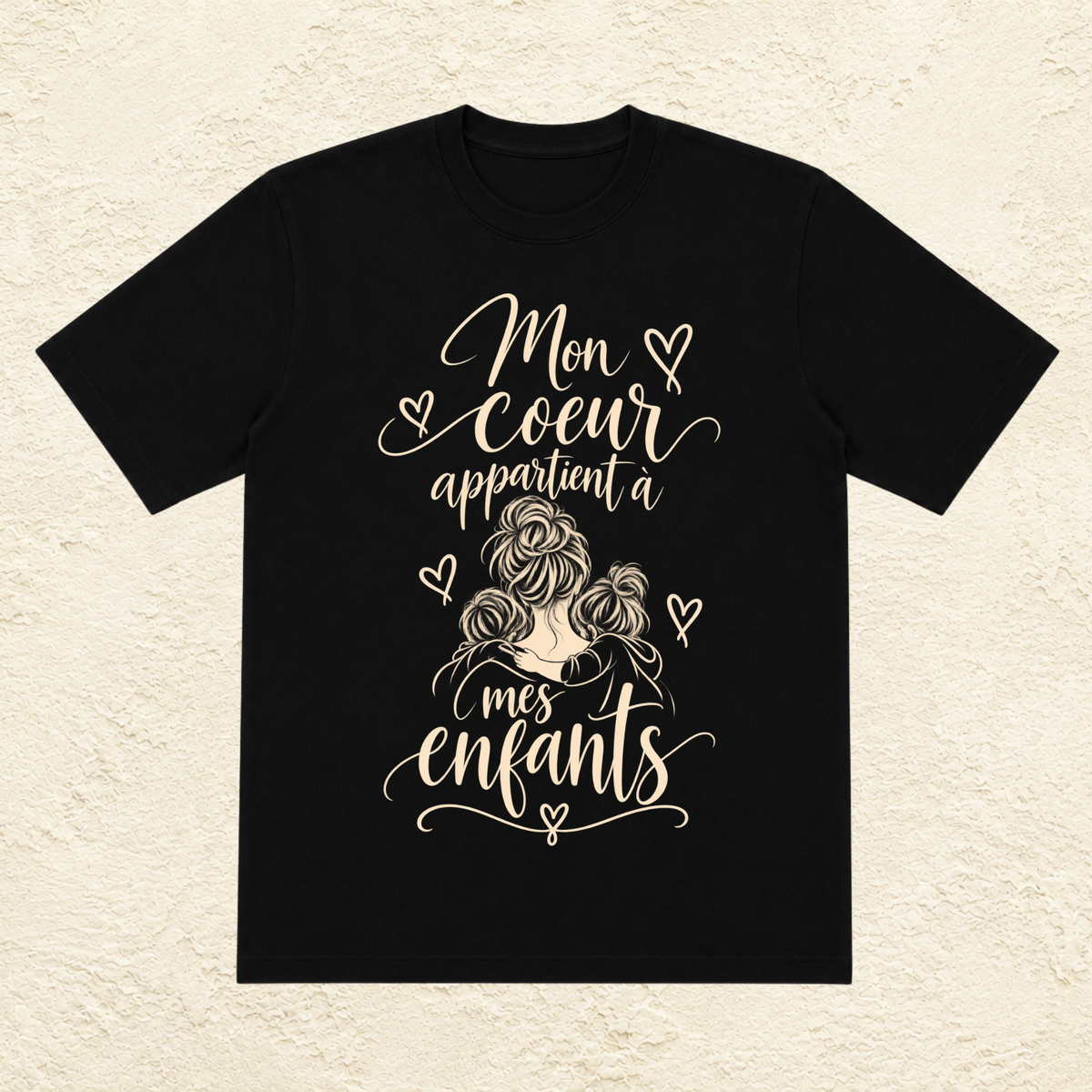 T-shirt Femme illustré « Mon coeur appartient à mes enfants »