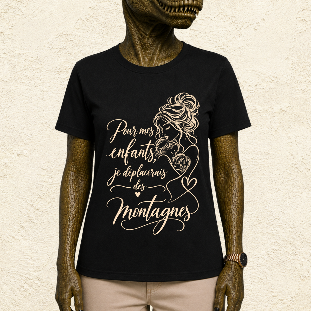 T-shirt Femme illustré « Pour mes enfants, je déplacerais des montagnes »