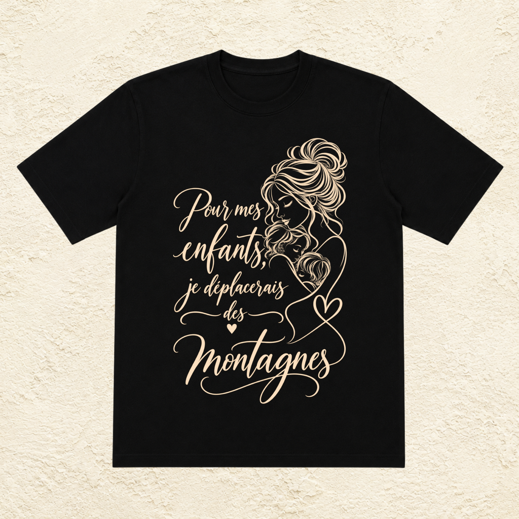 T-shirt Femme illustré « Pour mes enfants, je déplacerais des montagnes »