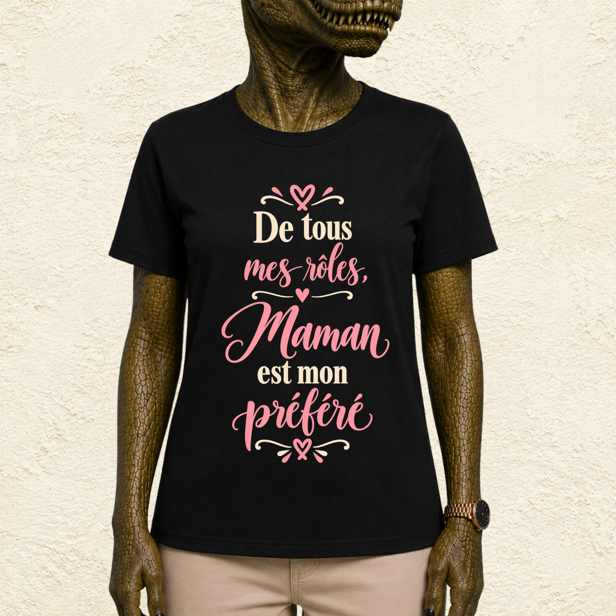 T-shirt Femme texte « De tous mes rôles, Maman est mon préféré »