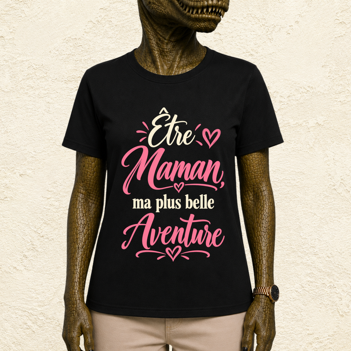 T-shirt Femme texte « Être maman, ma plus belle aventure »