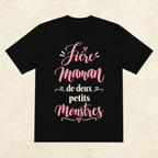 T-shirt Femme texte « Fière maman de deux petits monstres »
