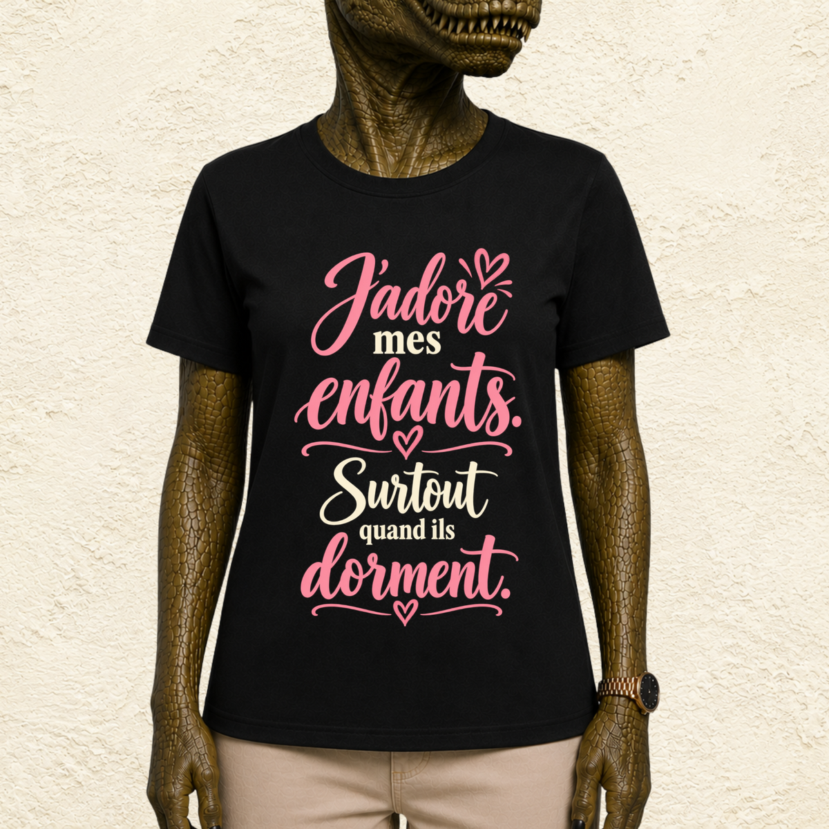T-shirt Femme texte « J'adore mes enfants. Surtout quand ils dorment. »
