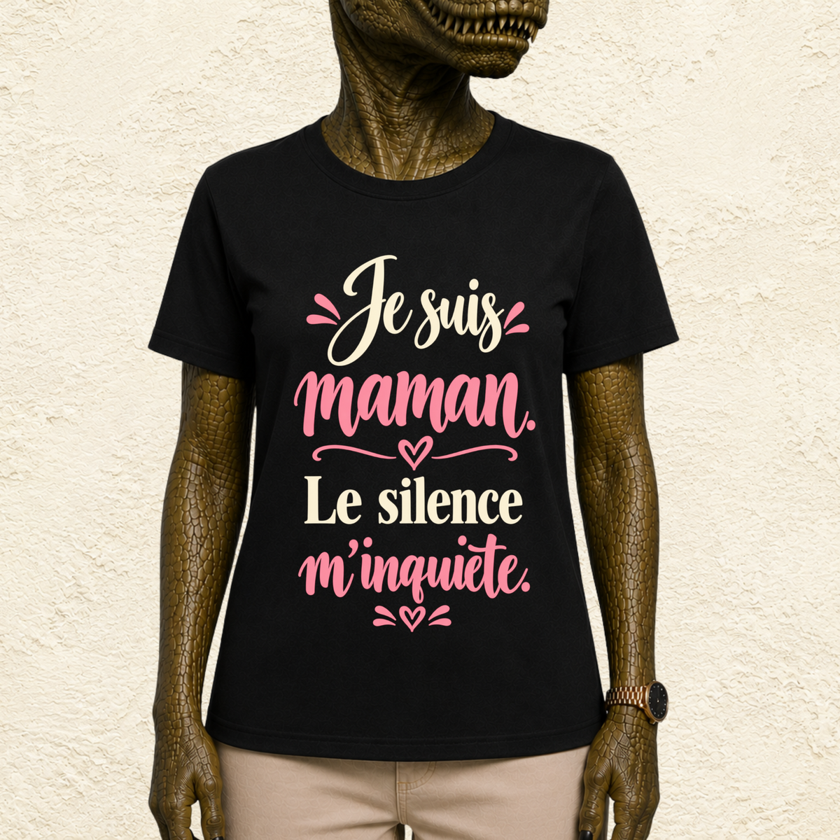 T-shirt Femme texte « Je suis maman. Le silence m'inquiète. »