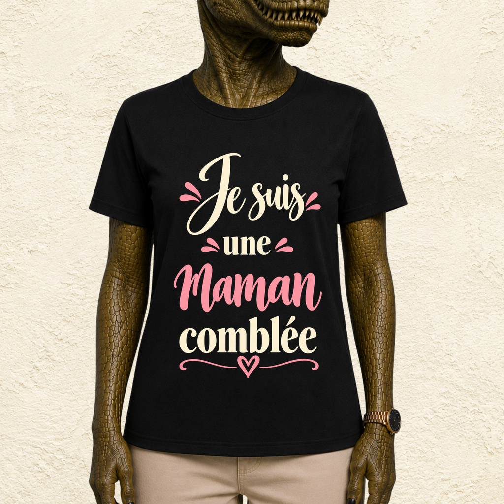 T-shirt Femme texte « Je suis une maman comblée »