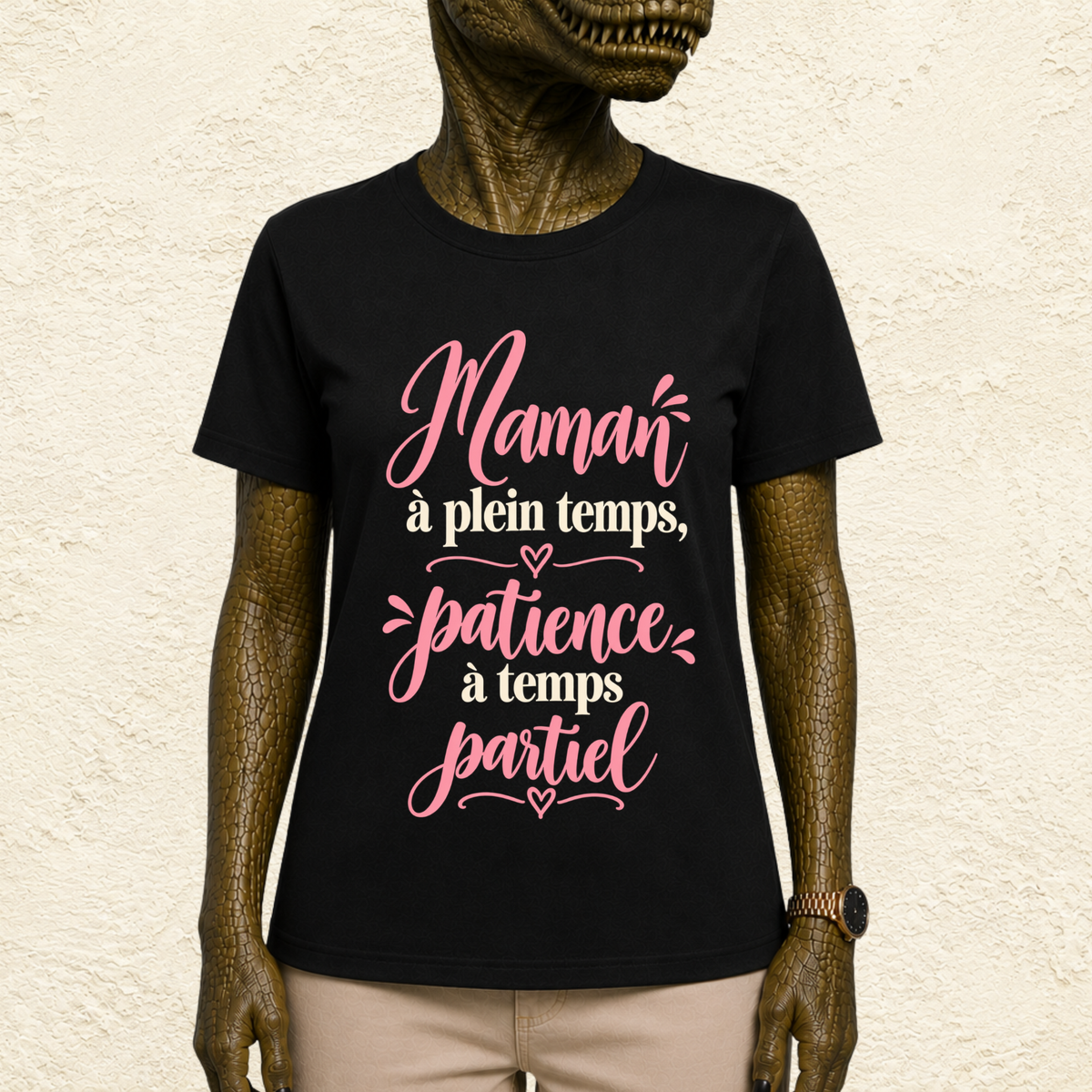 T-shirt Femme texte « Maman à temps plein, patience à temps partiel »