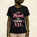 T-shirt Femme texte « Maman au coeur XXL »