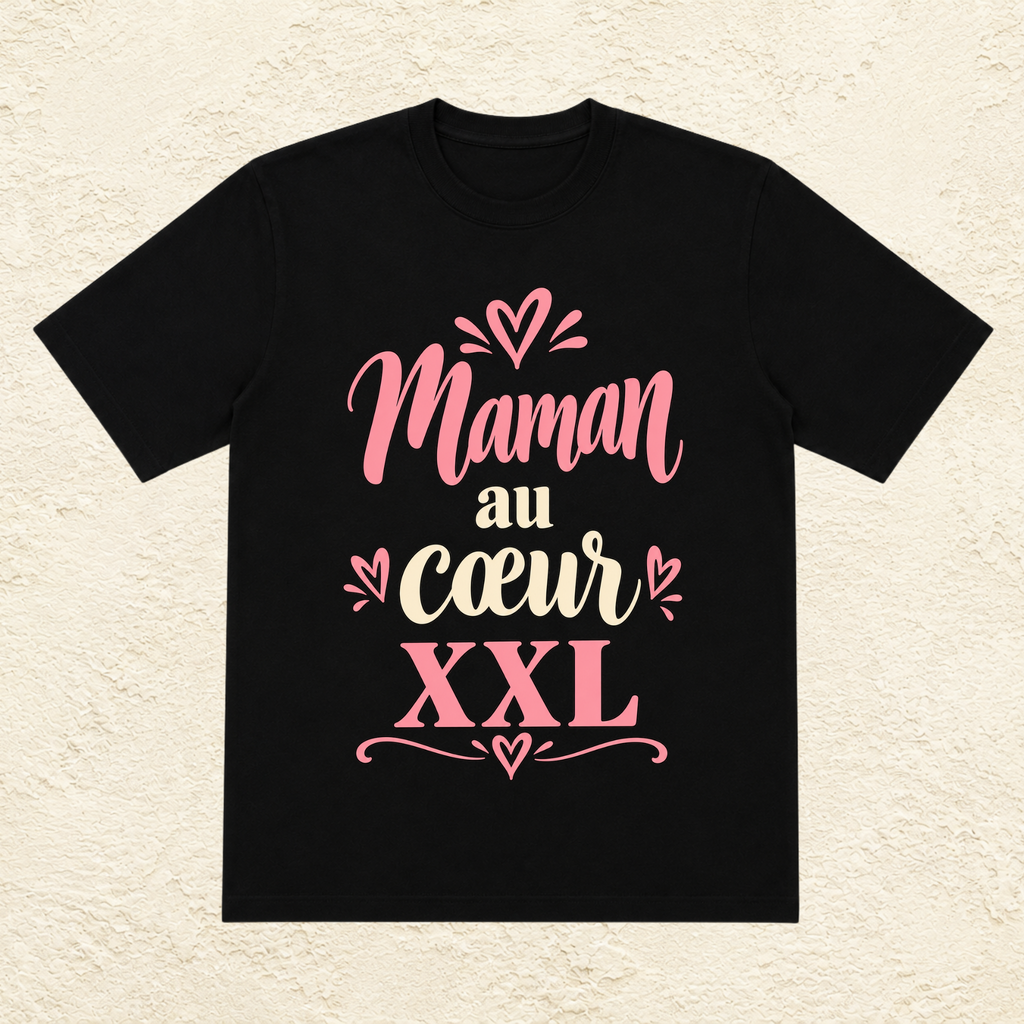 T-shirt Femme texte « Maman au coeur XXL »
