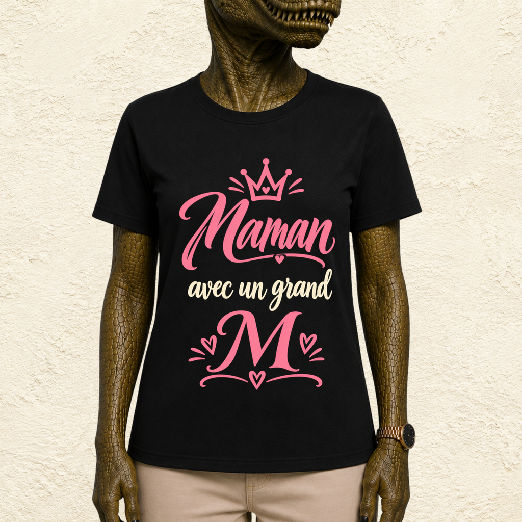 T-shirt Femme texte « Maman avec un grand M »