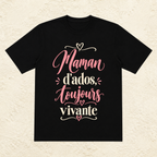 T-shirt Femme texte « Maman d'ados, toujours vivante »