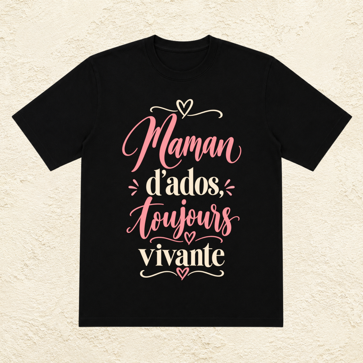 T-shirt Femme texte « Maman d'ados, toujours vivante »