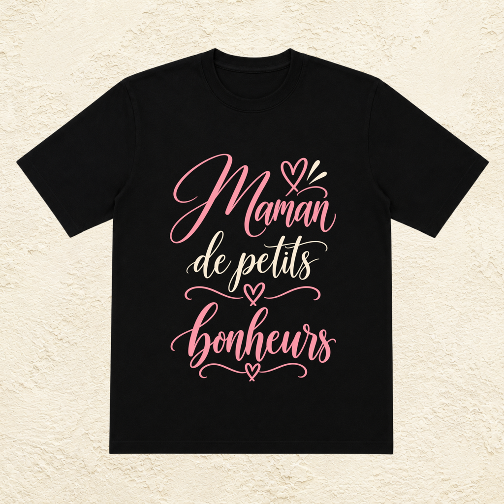 T-shirt Femme texte « Maman de petits bonheurs »