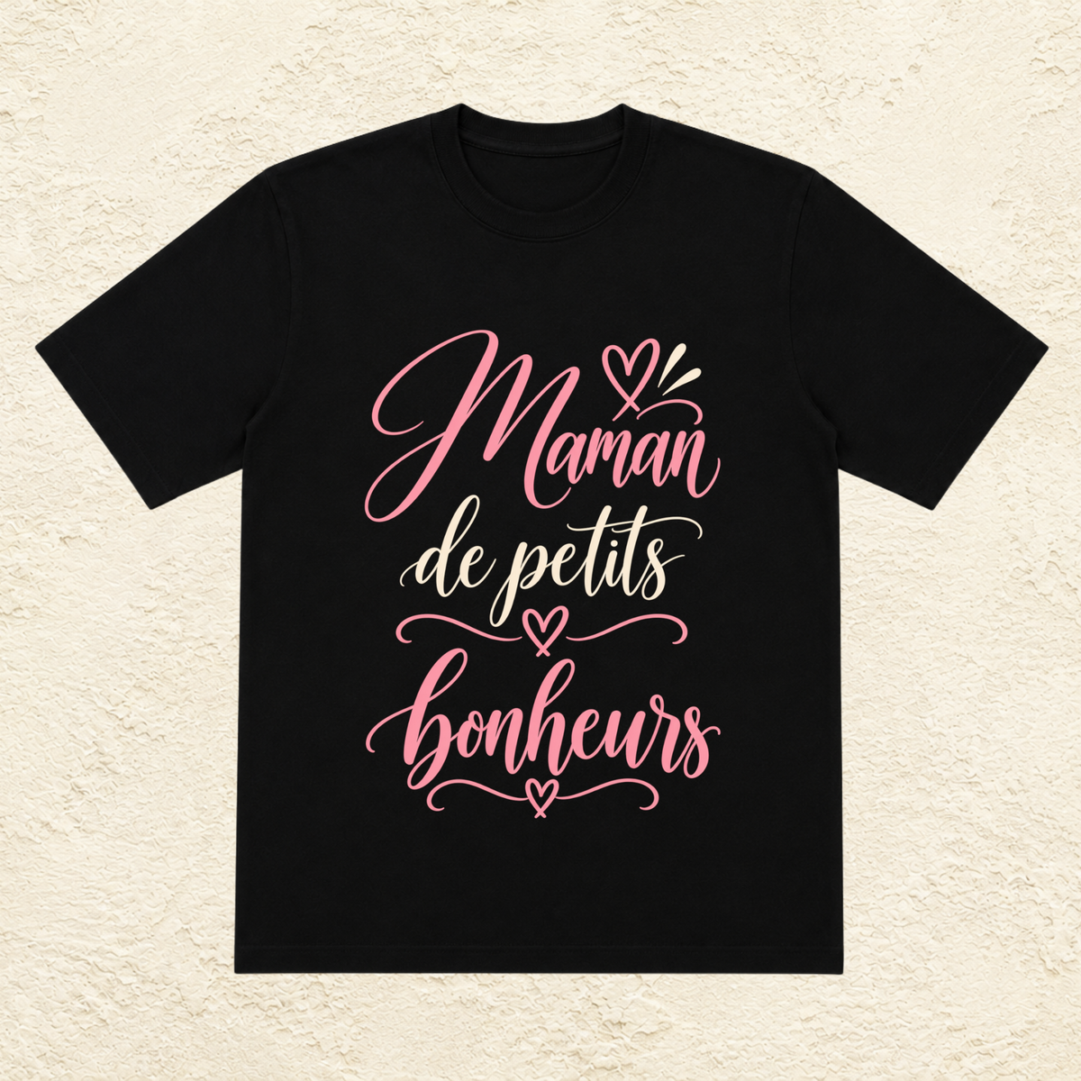 T-shirt Femme texte « Maman de petits bonheurs »