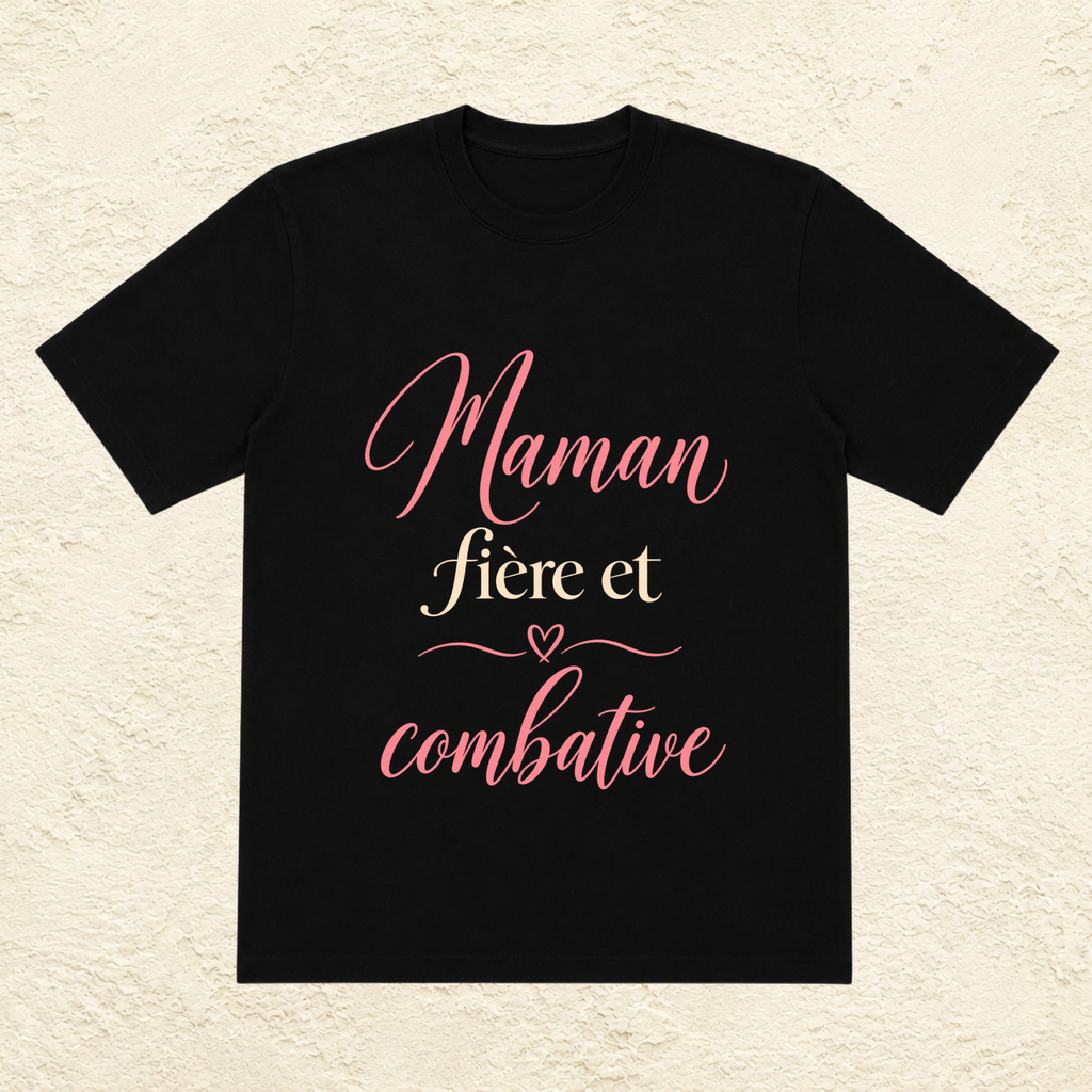 T-shirt Femme texte « Maman fière et combative »