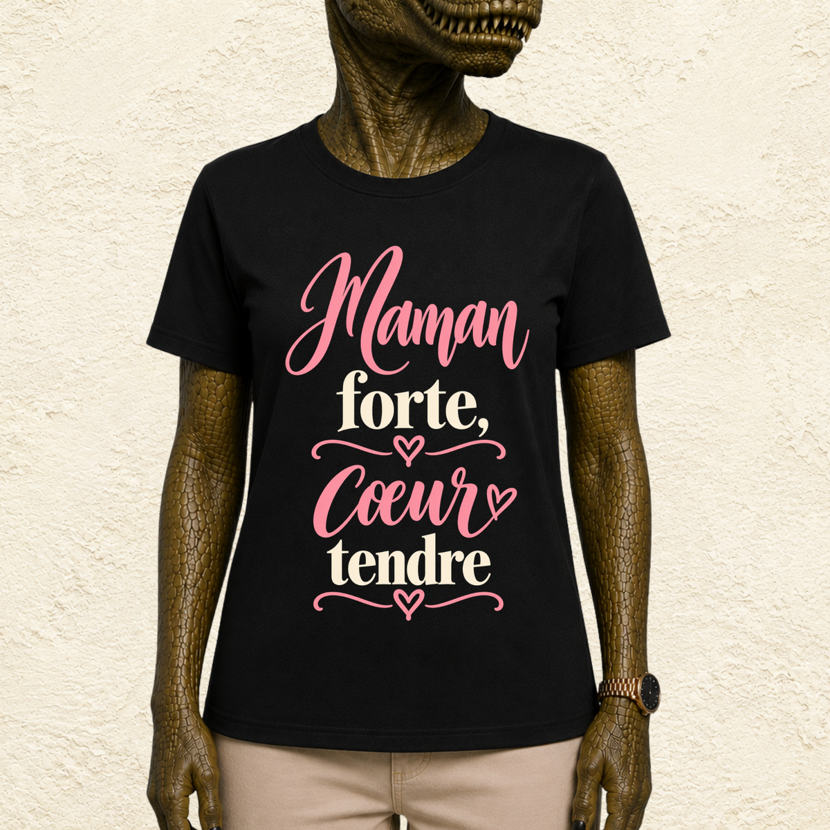 T-shirt Femme texte « Maman forte, coeur tendre »