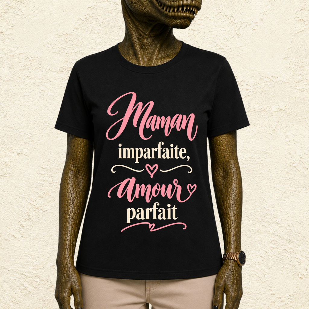 T-shirt Femme texte « Maman imparfaite, amour parfait »