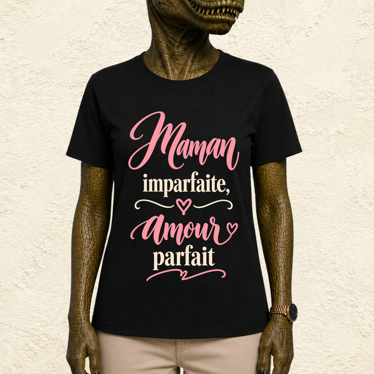 T-shirt Femme texte « Maman imparfaite, amour parfait »