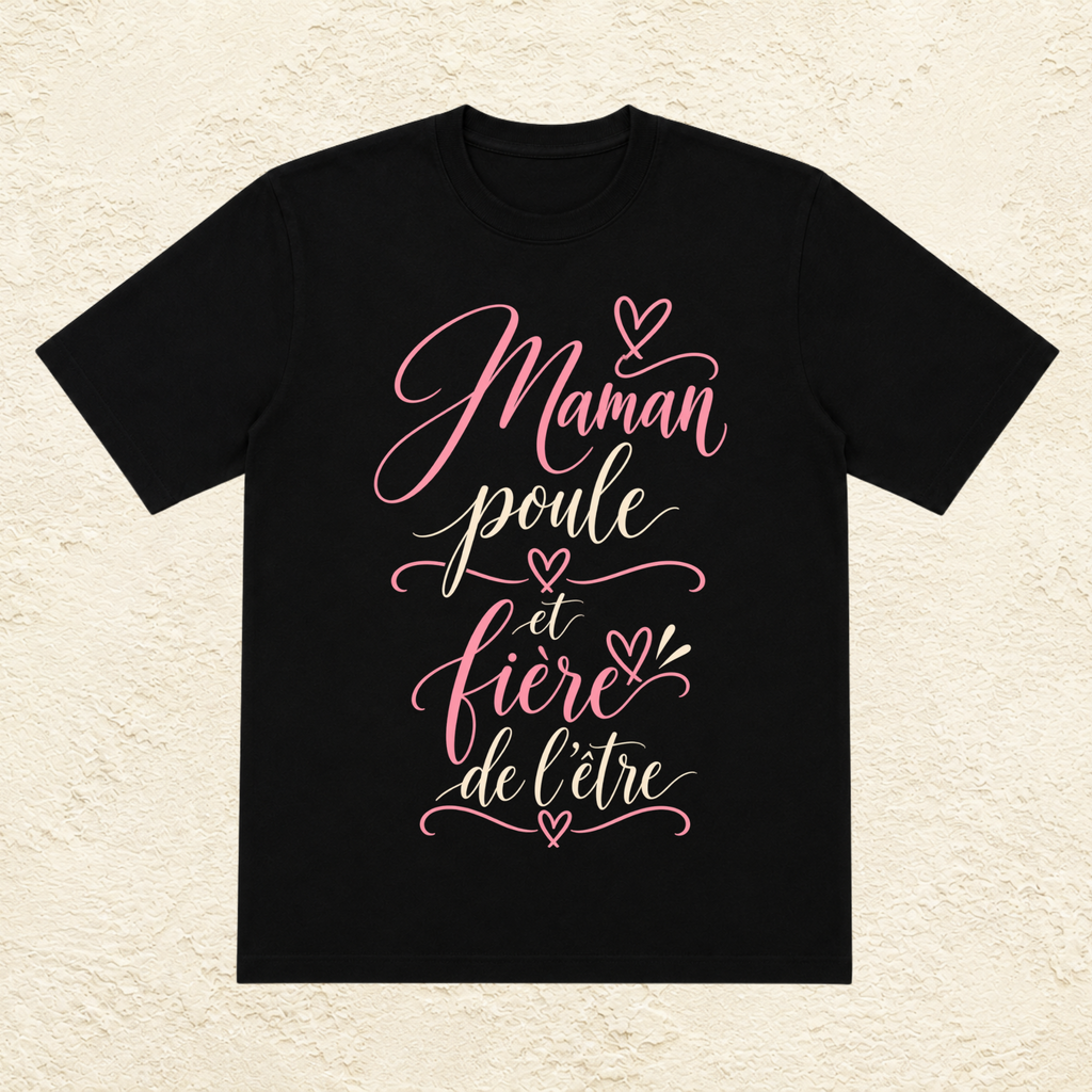 T-shirt Femme texte « Maman poule et fière de l'être »