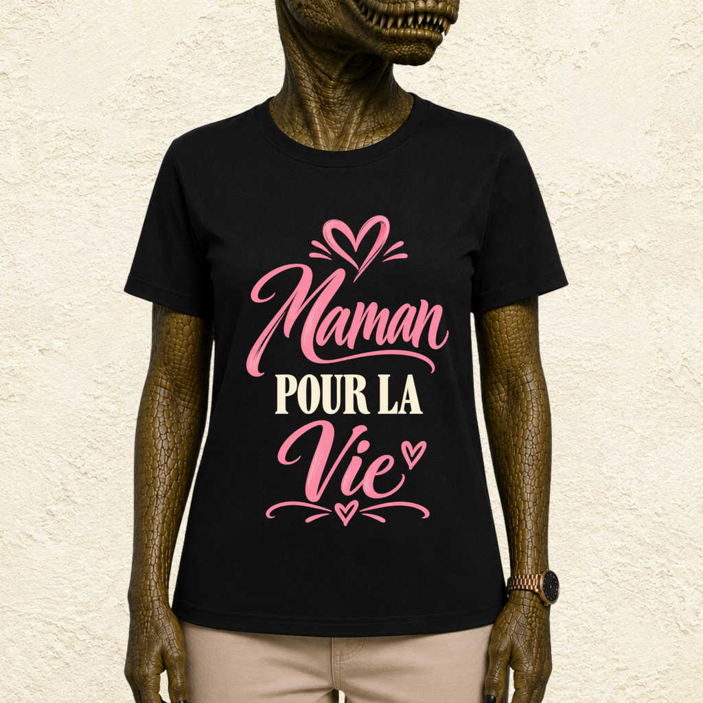 T-shirt Femme texte « Maman pour la vie »