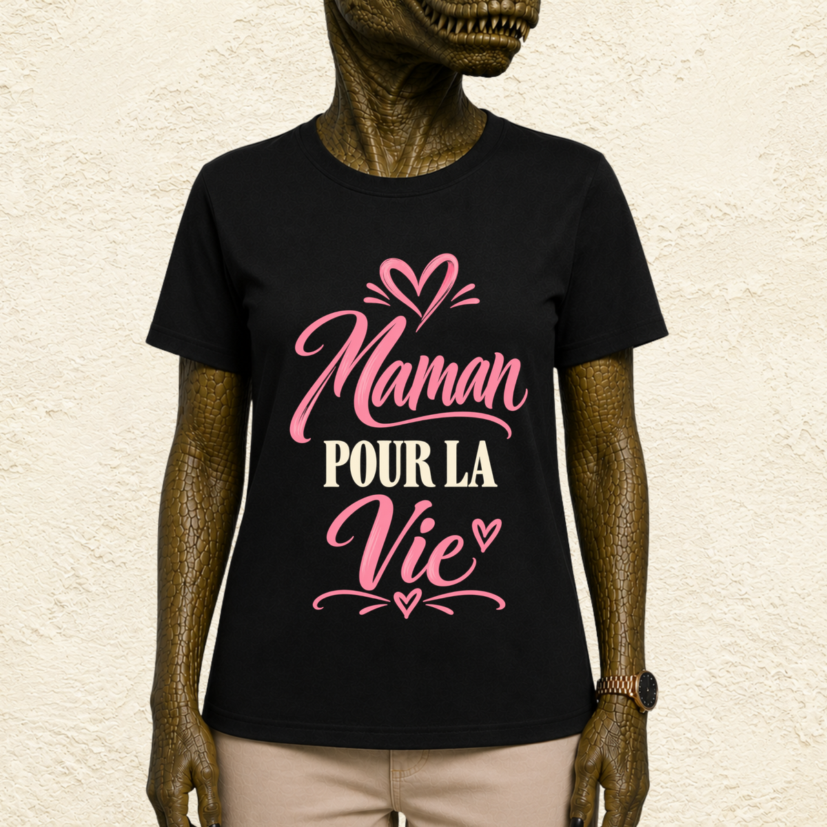 T-shirt Femme texte « Maman pour la vie »