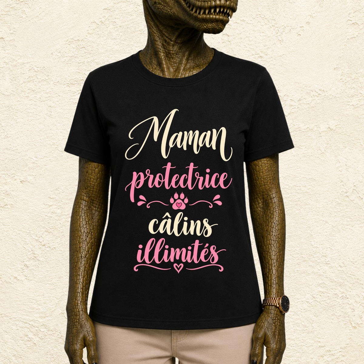 T-shirt Femme texte « Maman protectrice câlins illimités »