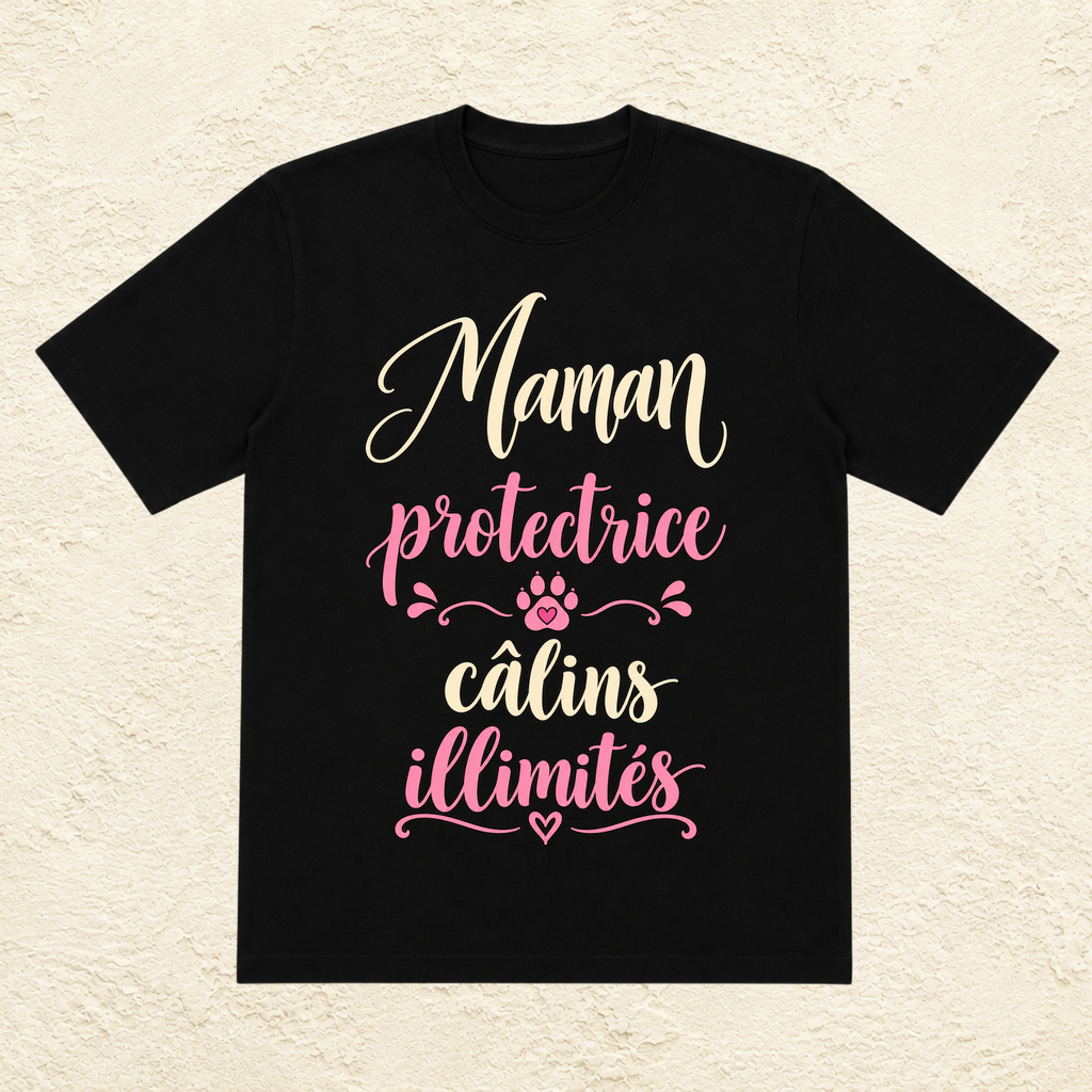 T-shirt Femme texte « Maman protectrice câlins illimités »