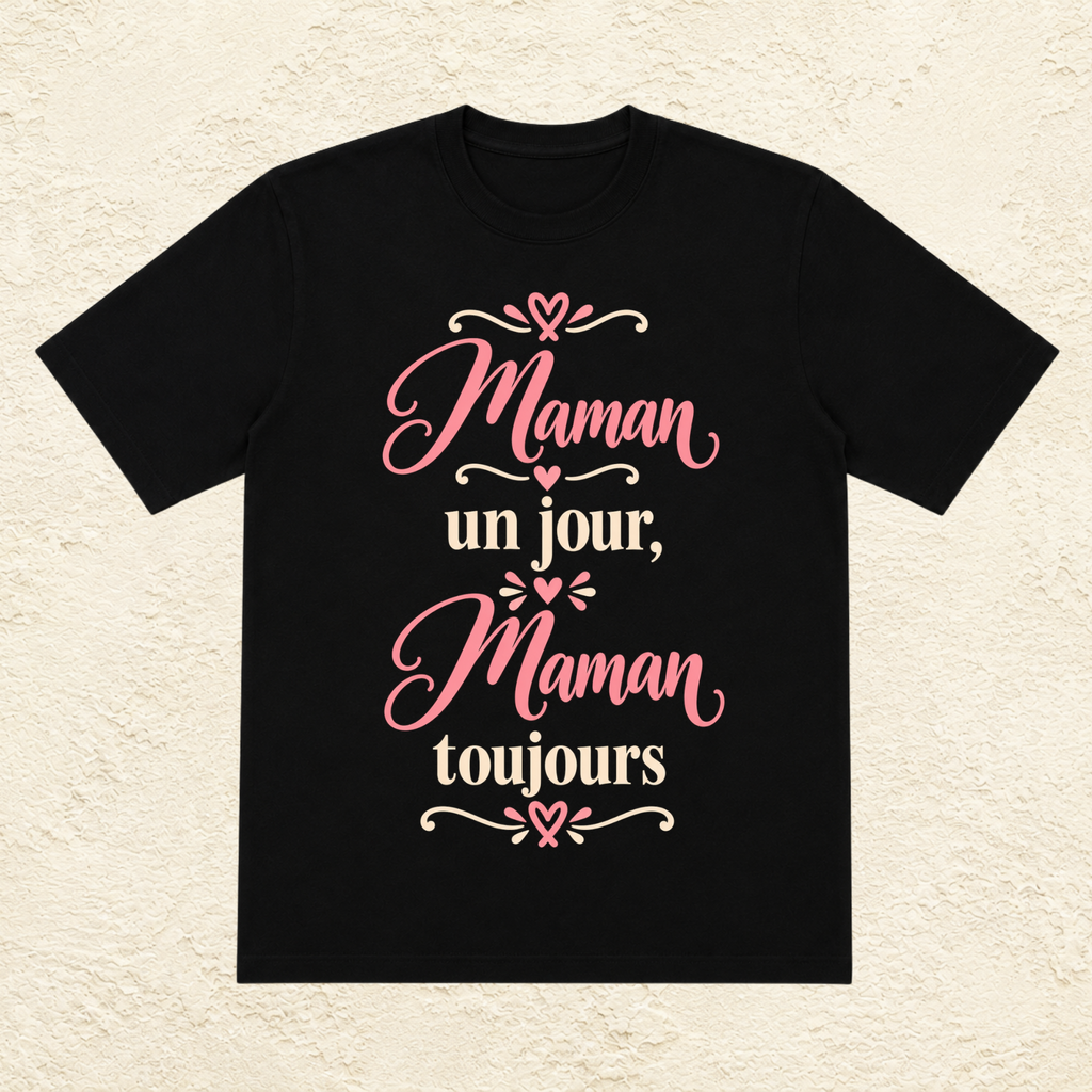 T-shirt Femme texte « Maman un jour, Maman toujours »