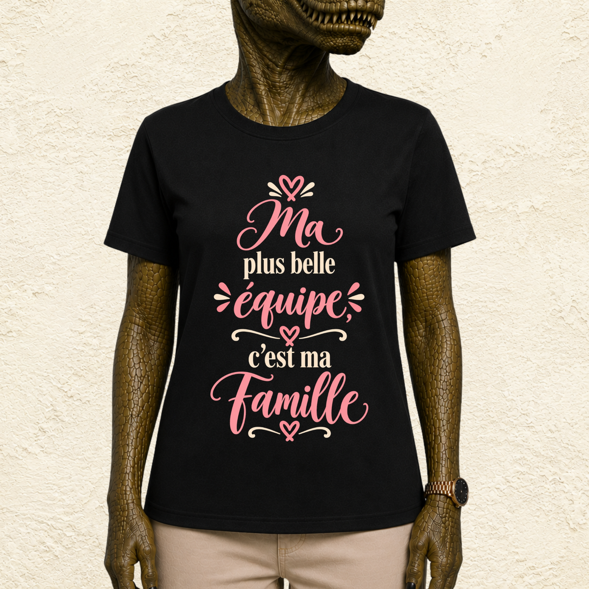 T-shirt Femme texte « Ma plus belle équipe, c'est ma famille »