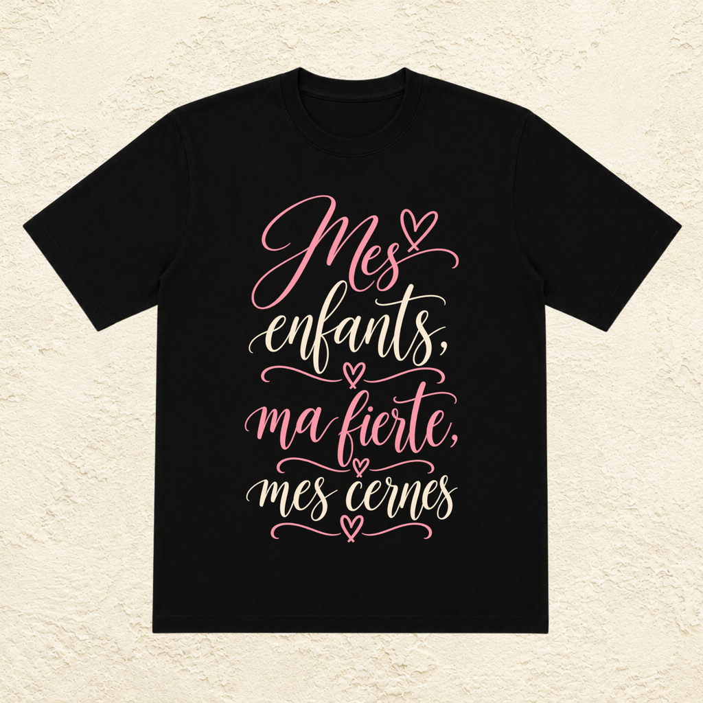 T-shirt Femme texte « Mes enfants, ma fierté, mes cernes »