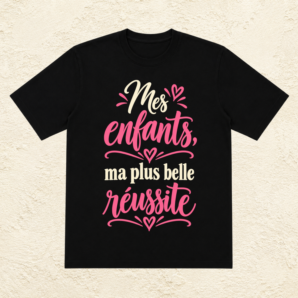 T-shirt Femme texte « Mes enfants, ma plus belle réussite »