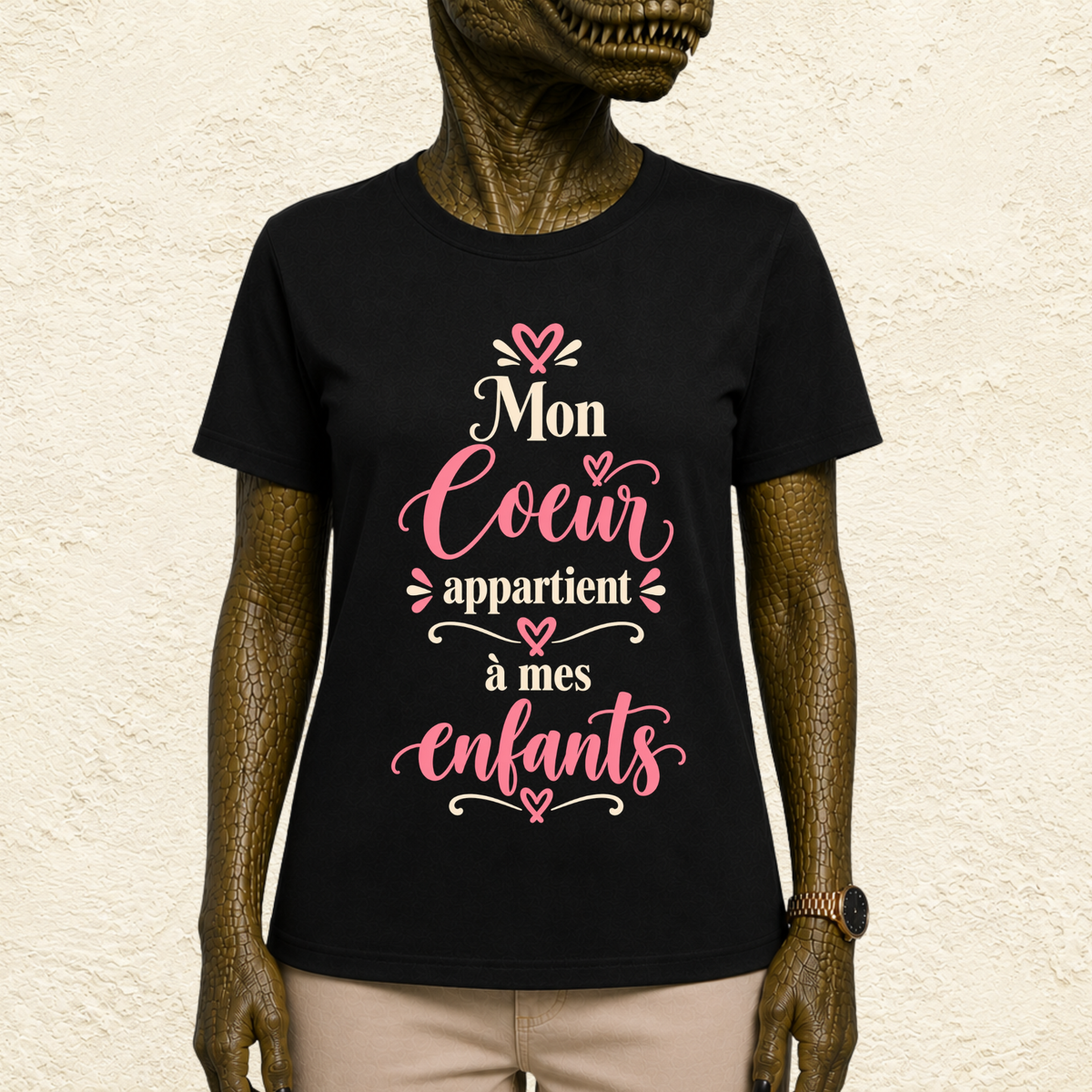 T-shirt Femme texte « Mon coeur appartient à mes enfants »