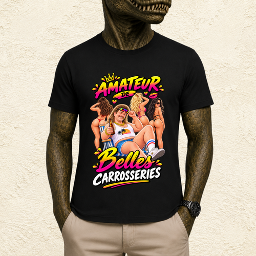 T-shirt Homme illustré « Amateur de belles carrosseries »