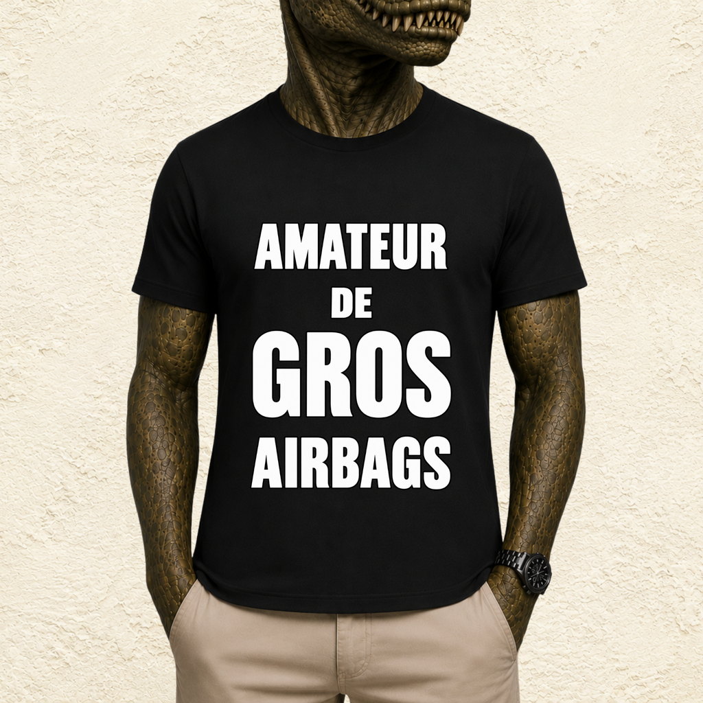 T-shirt Homme Noir et Blanc « Amateur de gros airbags »
