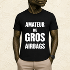 T-shirt Homme Noir et Blanc « Amateur de gros airbags »
