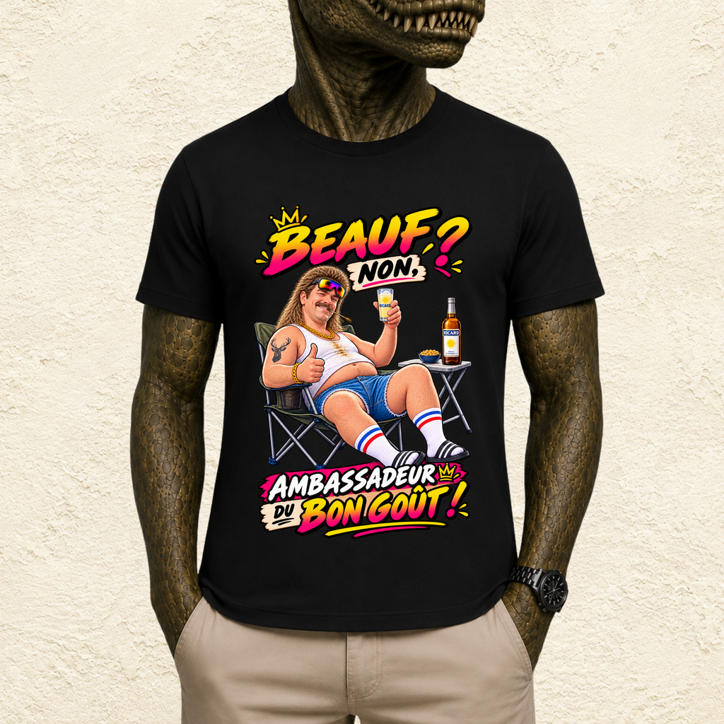 T-shirt Homme illustré « Beauf ? Non, ambassadeur du bon goût ! »