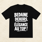 T-shirt Homme Noir et Blanc « Bedaine dehors, élégance au top ! »